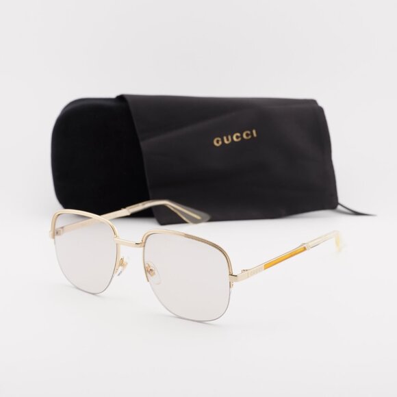Gucci GG0777S 001 Square Sunglasses - Gold/Transparent - Picture 1 of 9
